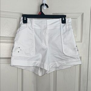 Derek Lam 10 Crosby belted cotton blend shorts.  #0295